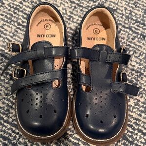 FootMates Navy Double-Strap Girls Dress Shoes